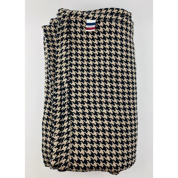 Rare Cremieux Daniel Houndstooth Cotton Queen Blanket Brown Black Large Coverlet - Picture 1 of 8